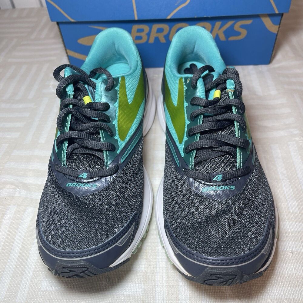 Brooks Launch 4 Womens Size 6.5 B Running Shoes Black Gray Green Trainers